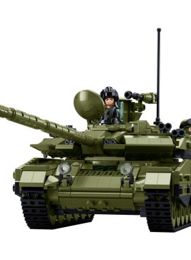 现货T90MS俄罗斯军主战坦克拼装玩具军事积木模型玩具小鲁班1377