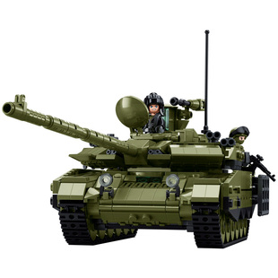 现货T90MS俄罗斯军主战坦克拼装玩具军事积木模型玩具小鲁班1377