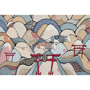 开门见山入户门口地垫日式和风进门地毯门垫可裁剪丝圈脚垫玄关垫