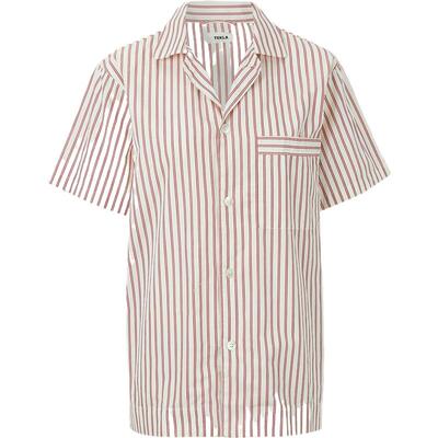 TEKLA 夏季女红色条纹棉质府绸睡衣