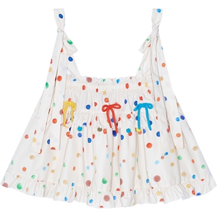 妖精的口袋多巴胺系带无袖衬衫女2025年夏季新款甜美气质吊带背心