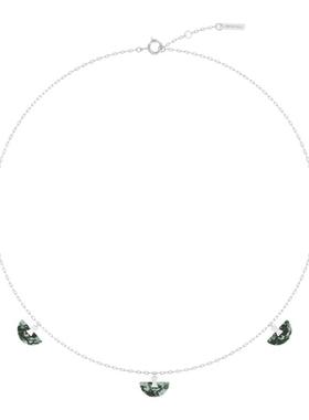 DOVETAIL卯时珠宝折扇mini燕尾榫925银银色饰面水草玛瑙项链