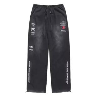 badalee同款韩国badblood美式复古做旧水洗宽松卫裤