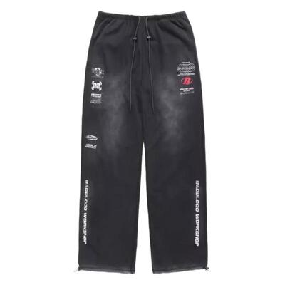 badalee同款韩国badblood美式复古做旧水洗宽松卫裤