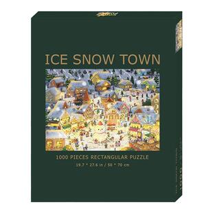 KORS拼图1000片鸽鸽冰雪小镇插画师合作成人创意减压解闷益智玩具