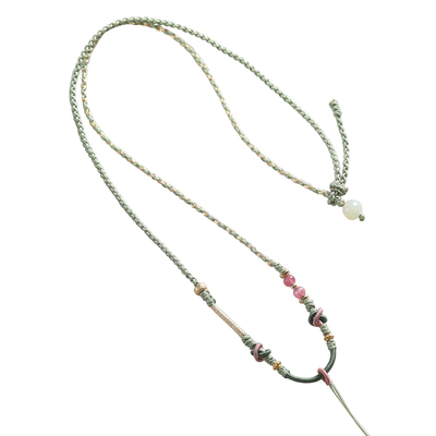 八宝罗盘手工编织绳无事牌平安扣黄金吊坠挂绳玉坠项链绳女毛衣链