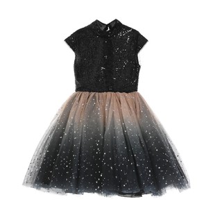 迪士尼公主裙儿童黑色礼服女童周岁生日连衣裙钢琴演奏独奏考级演