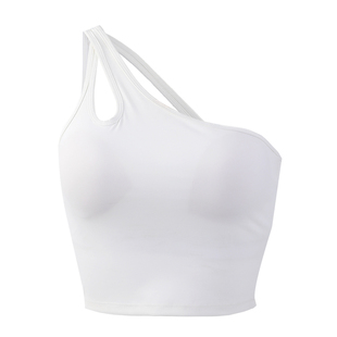 movingtime单肩带运动背心女镂空美背带胸垫健身文胸外穿瑜伽内衣