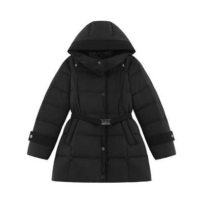 显瘦中长款白鹅绒羽绒服