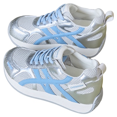 内增高7CM复古德训鞋女秋季厚底爆款透气网面女鞋休闲运动阿甘鞋