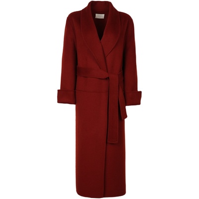 纯羊毛红色长款双面羊绒大衣高端