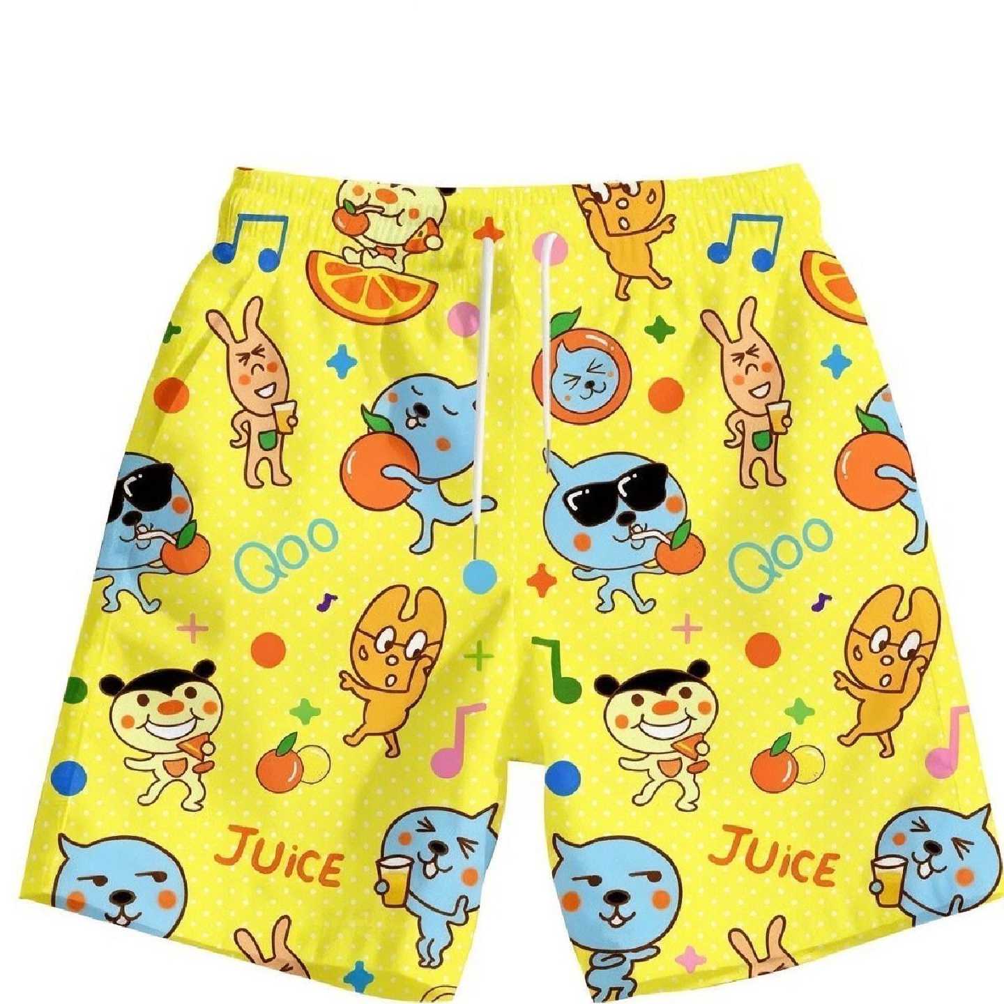 【店铺热销】酷儿 Qoo卡通印花短裤男女同款夏季薄款速干沙滩裤日