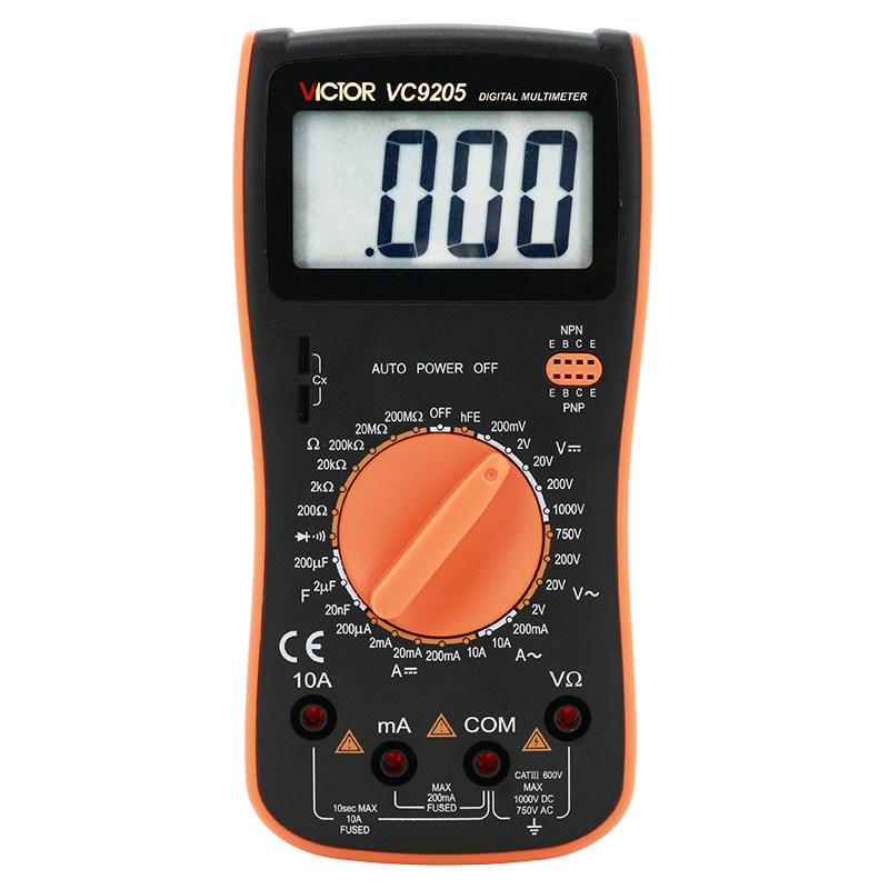 胜利数字万用表VC9205/9208大屏幕多功能表全保护电路万用表