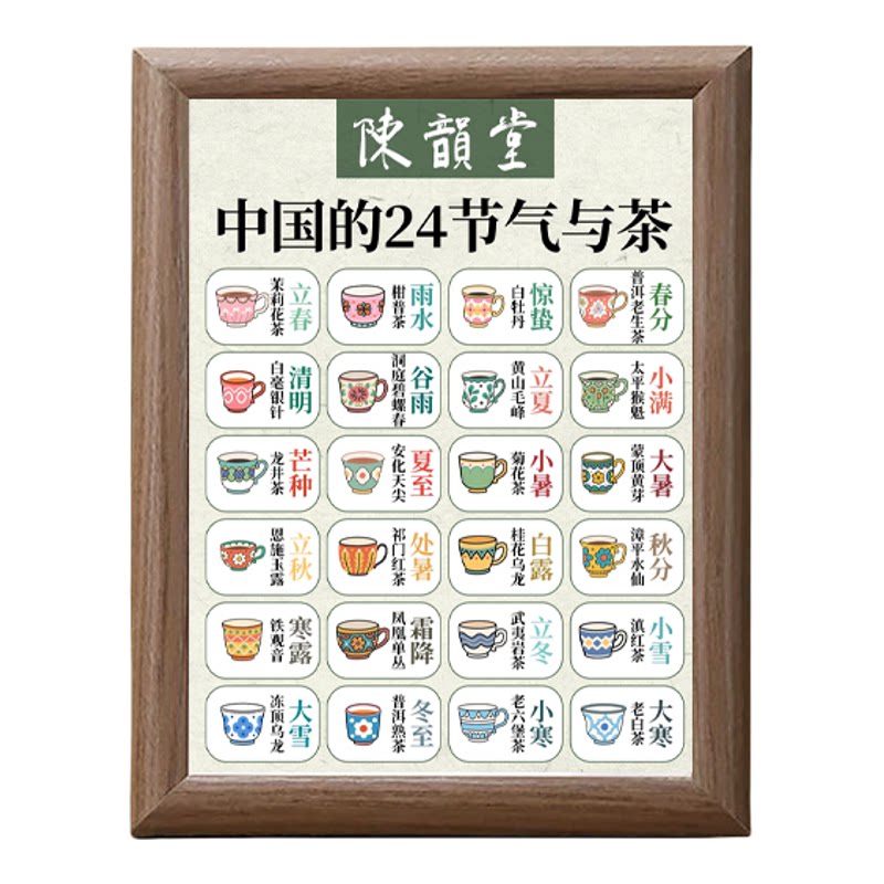 24节气与茶茶室木质桌面相框摆件
