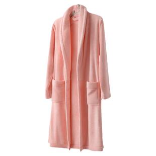 洁丽雅平纹浴袍吸水加厚珊瑚绒浴衣男女成人家用情侣保暖家居服