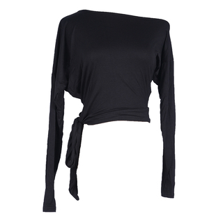 歌瑞亚拉丁舞服女成人舞蹈集训练功服秋冬新款蝙蝠袖露肩上衣