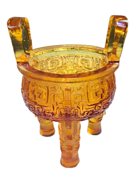 琉璃仿古三足圆鼎香炉摆件大小号檀香炉线香炉玄关佛堂居家用供奉