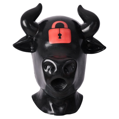 Smitizen亮面牛无人机头套latex面具束缚道具猛男mask