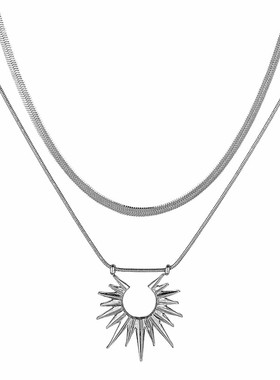 双层叠戴太阳小众设计锁骨链