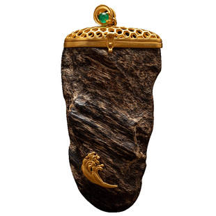 【琼脂天香黑棋楠】海南沉香镶14K金香囊吊坠天然原材熟结老料