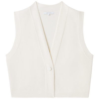 商场同款PURE TOUCH女装25冬新款绵羊毛针织开衫马甲一粒扣毛背心