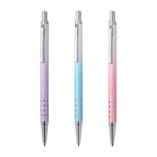 新派跳动笔细杆女生高颜值渐变色按动中性笔0.5黑色水笔金属签字笔学生专用刷题按动笔考试罚抄笔碳素手账笔