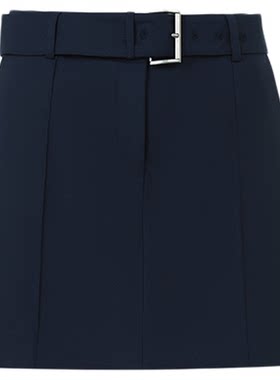 朗姿蓝色纯羊毛短裤女腰带直筒短款通勤OL休闲裤女2025年冬季新款