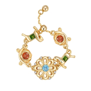 薾曼原创旋转木马彩宝链条戒指银镀金轻奢复古气质可调节指环礼物