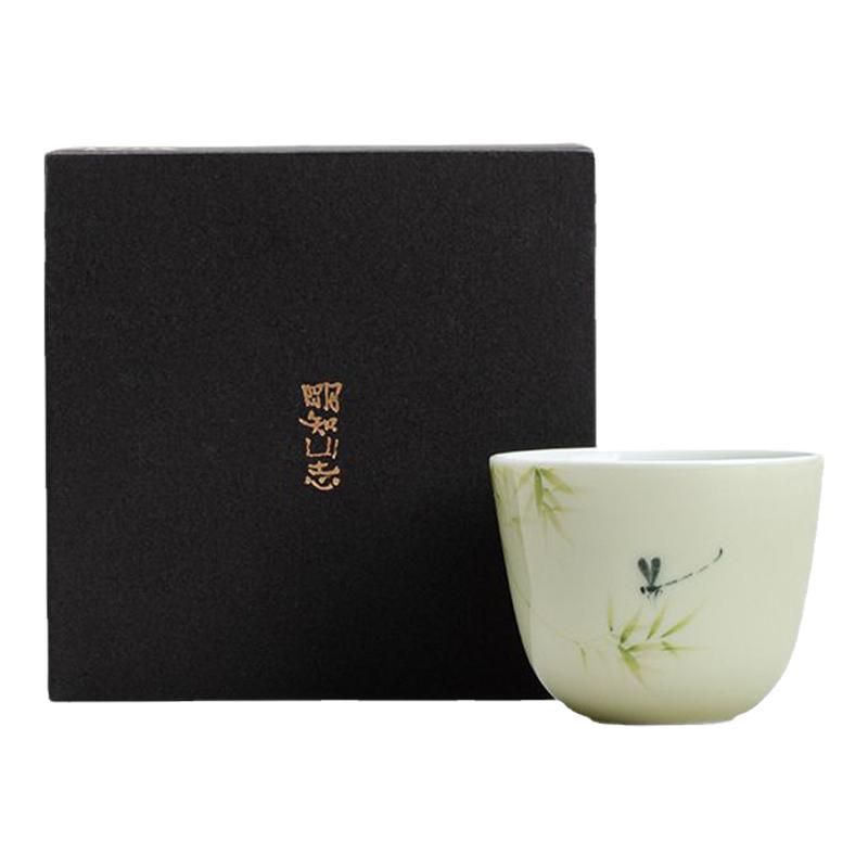 明知山志果青粉彩手绘牡丹花品茗杯国色天香云归茶杯陶瓷喝茶单杯