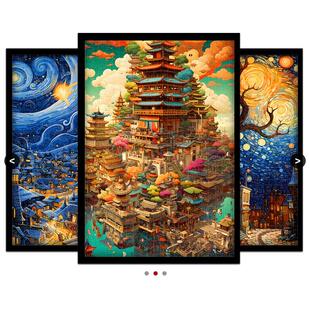 迪爱歪马年拼图2000片以上招财猫带相框1000片成人diy拼装挂墙画