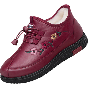 冬季老人棉鞋女加绒加厚羊毛中老年老北京布鞋妈妈保暖防滑奶奶鞋