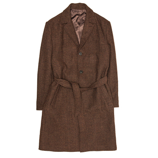 SOARIN英伦复古羊毛中长款大衣男 浴血黑帮毛呢休闲西装风衣外套