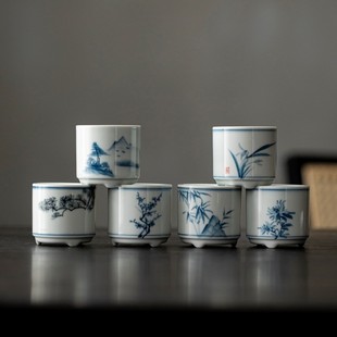 纯手绘青花线香香插仿古小香室内陶瓷家用配件茶艺道底座香炉茶道