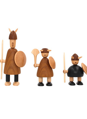 维京人士兵创意儿童房木质工艺品