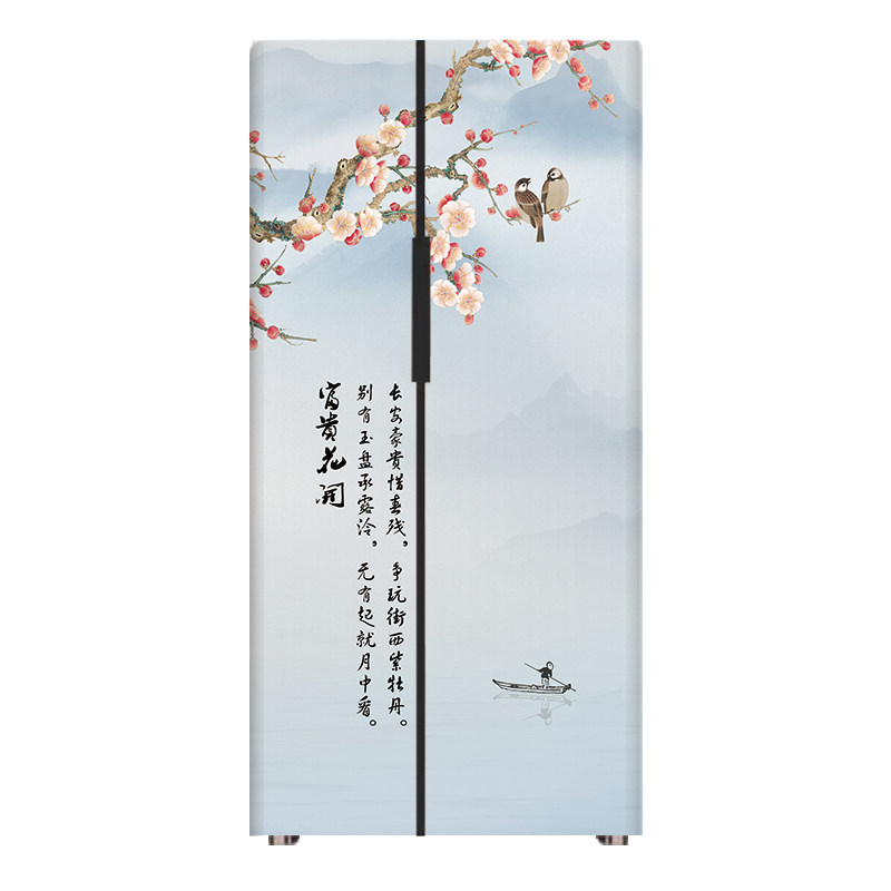 古典花鸟左右双门冰箱贴自粘防水