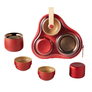 哲品皓月便携式旅行茶具套装一壶两杯简约泡茶神器陶瓷快客杯