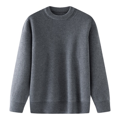 潮牌简约纯色圆领针织衫男秋季