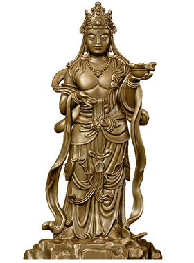 黄铜坚牢地神地天护法神像摆件