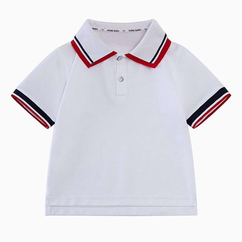 武汉华师附小儿童短袖T恤校服夏装小学生双层领白色班服上衣夏天