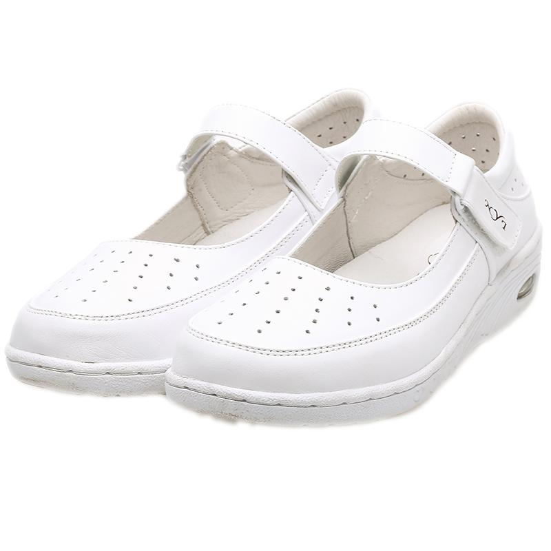 台湾气垫护士鞋白色透气真皮凉鞋孕妇妈妈春夏季休闲鞋慕伊莱鞋业