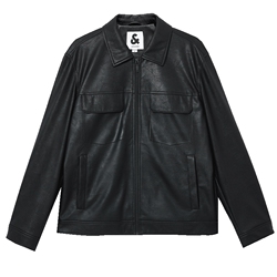 杰克琼斯男士外套2026年春季新款翻领PU皮衣夹克商务休闲上衣男装