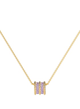 [春季新品]APM Monaco金黄色Torsade可调节项链扭纹淡紫色不规则