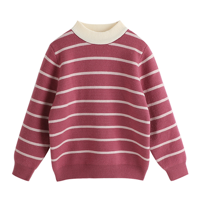 秋冬季新款儿童拼色圆领毛衣
