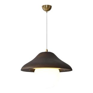 美式中古风餐厅灯吊灯胡桃木色侘寂风餐桌灯法式复古岛台床头灯具