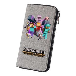 我的世界周边钱包卡通儿童男学生折叠帆布长款多卡位零钱包新款MC