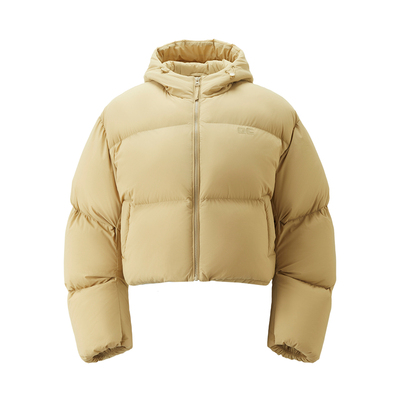 连帽短款羽绒外套品牌印花