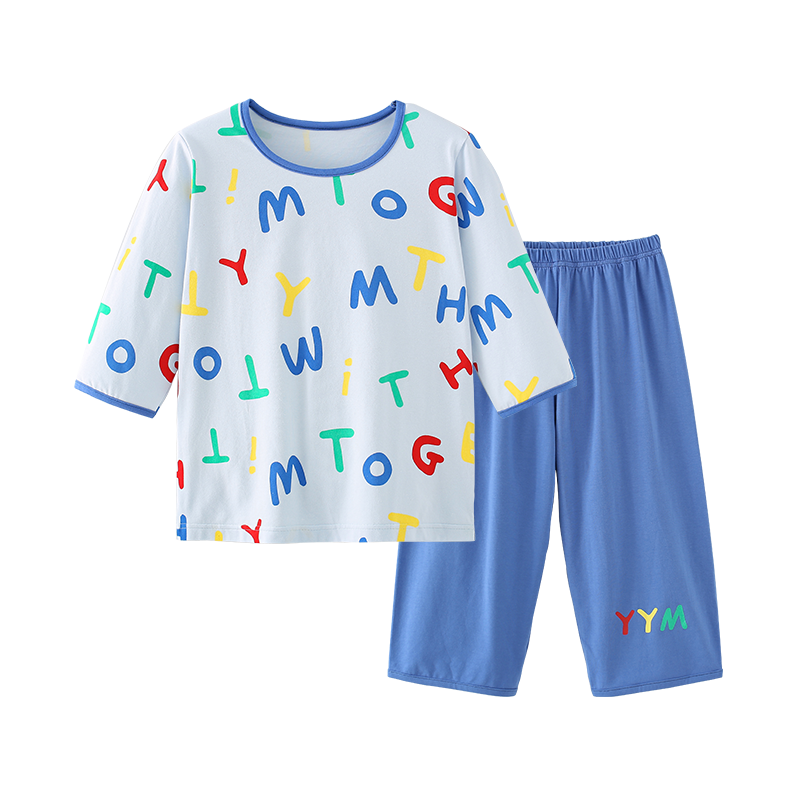 儿童睡衣2025新款中大童夏季薄款男女童纯棉家居服男孩空调服套装
