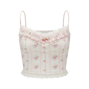 LaceMade 芭蕾香波 法式少女针织蕾丝弹力运动三件套开衫吊带半裙