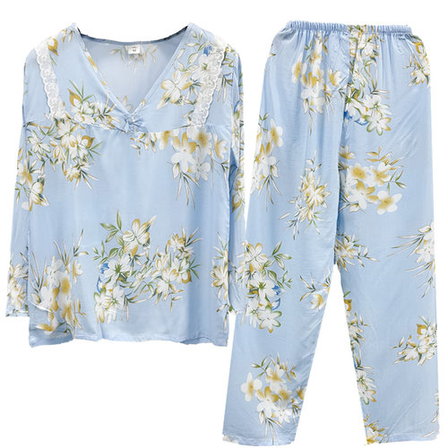 棉绸睡衣女春秋季长袖绵绸套装夏款大码夏天家居服薄款2026年新款