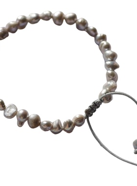 碎银子灰色珍珠手链天然异形脚链